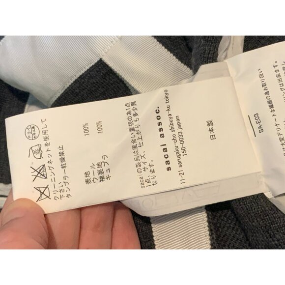 Sacai Gray 100% Wool Double Breasted Blazer W/ White Trim, Size 2 - Picture 10 of 10